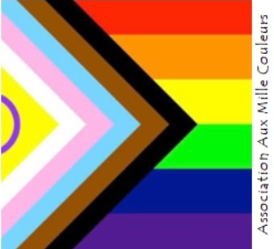 Logo de l’association LGBT+ Aux Mille Couleurs. Association présente et active sur tout le département de l’Allier (03). L’association a pour but de donner de la visibilité à la communauté LGBT, de lutter contre l’exclusion des personnes lesbiennes, homosexuels (Gay), bisexuel, transsexuel, et toutes les autres identités. Aux Mille Couleurs a trois antennes sur le département, une à Moulins, une à Vichy et une à Saint-Pourçain-sur-Sioule.