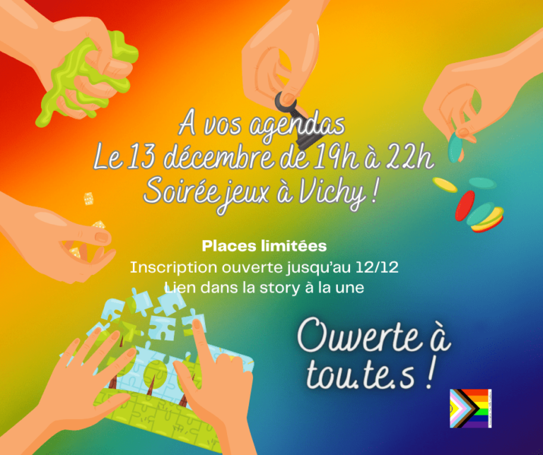 Soirée jeux de société le 13/12/23 à Vichy, pensez à réserver votre place